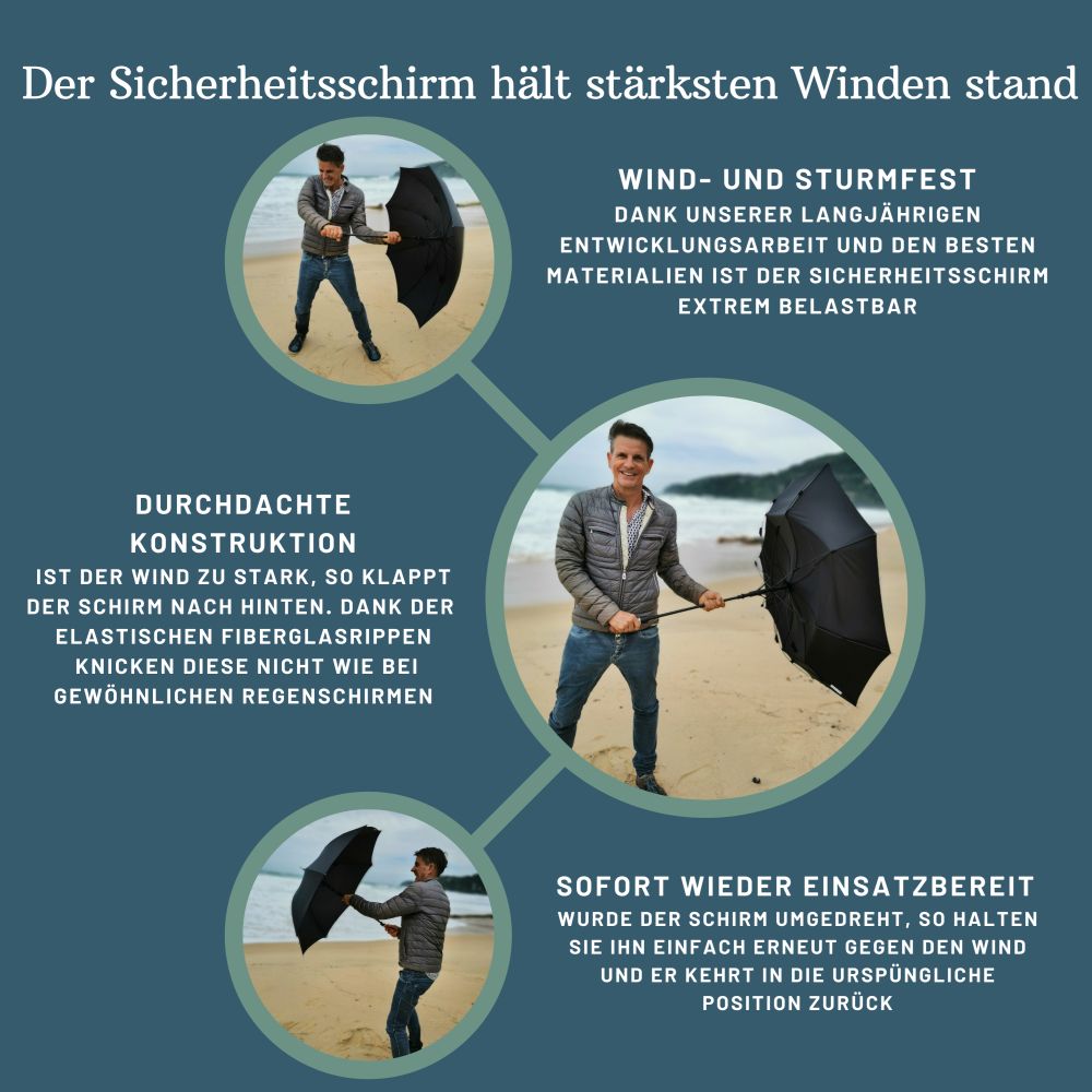 Selbstverteidigungsschirm mit Rundhakengriff