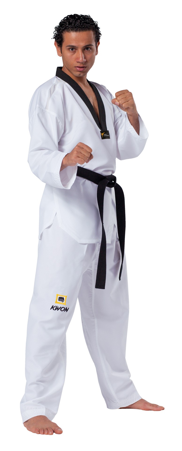 Taekwondo Anzug Fightlite schwarzes Revers – WT anerkannt